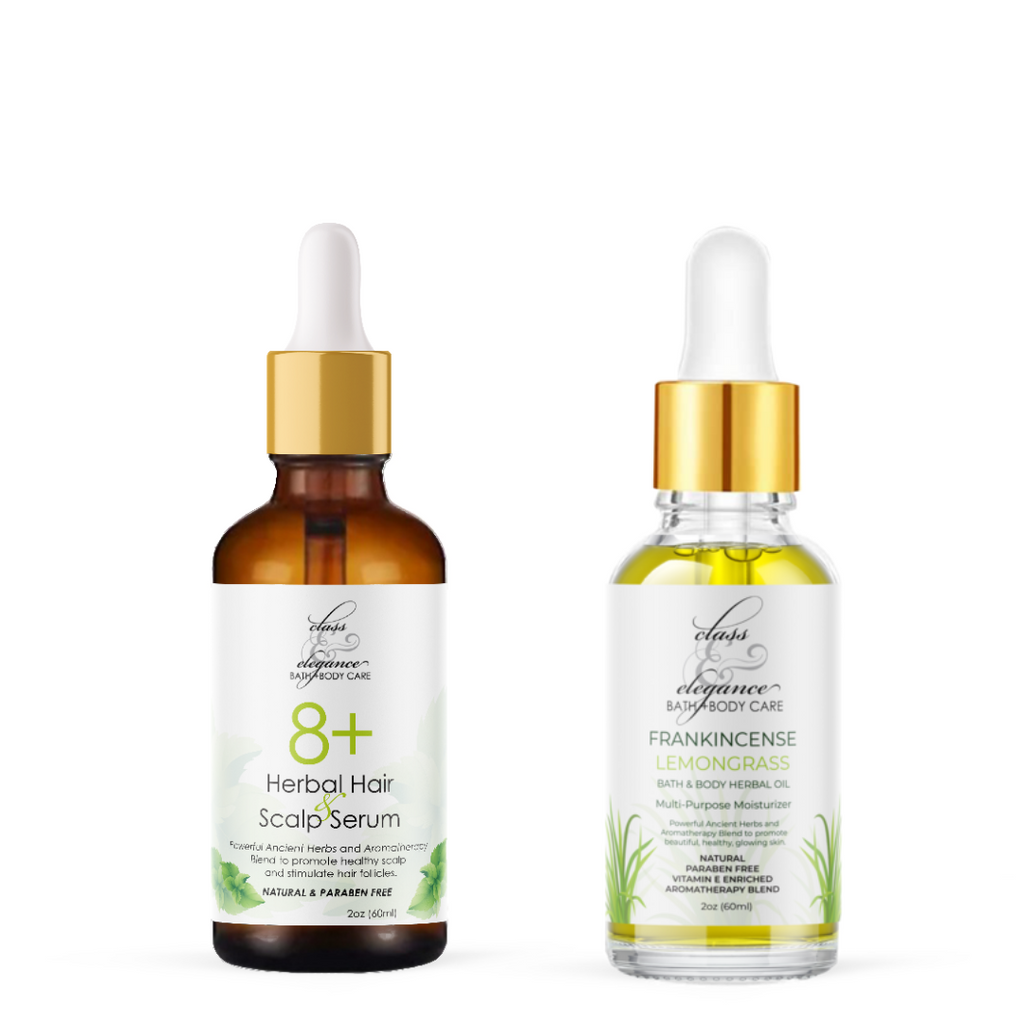 8+ Herbal Hair & Scalp Serum & FLG Bath & Body Herbal Oil